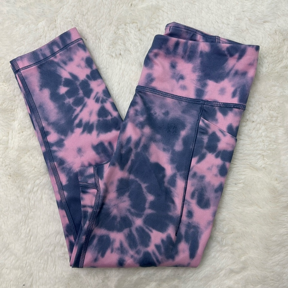 High Rise Stash Your Treasures Capri in Blue and Pink Tie Dye